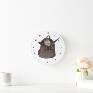Ronde Chat dans un sac à dos Horloge – Automne Fantaisis