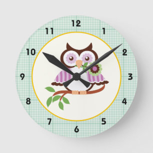 Ronde Chouette printanière avec horloge de la paroi de l