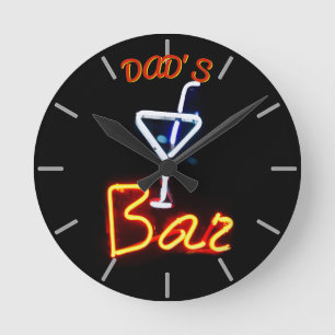 Ronde DAD'S BAR, MANCAVE, DEN - Neon Horloge Personnalis