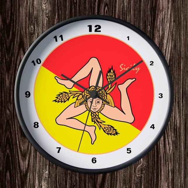 Ronde Drapeau sicilien, horloge de mode sicilienne / des (Créateur téléchargé)