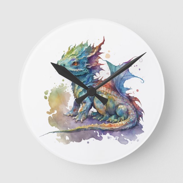 Ronde Eau couleur bébé dragon horloge imaginaire (Recto)