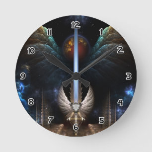 Ronde Épée Angel De L'Arkledieuse Horloge Mur IMW
