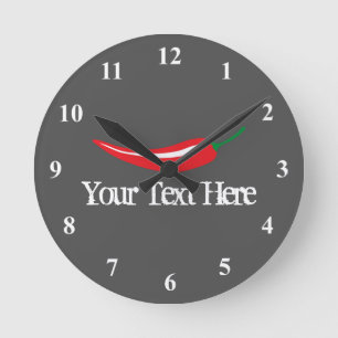 Ronde Épicé rouge piment chaud horloge de cuisine