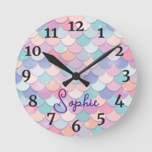 Ronde Filles Sirène Nom personnalisé Horloge