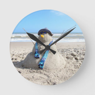 Ronde Floride "Snowman" Horloge - Plage, Sculpture de sa