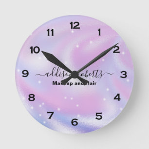 Ronde Glam Iridescente Étincelle Holographique Horloge r