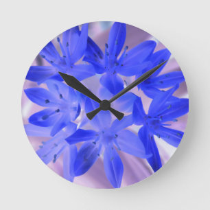 Ronde Gloire de la neige Choquant Mur Bleu Horloge