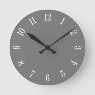 Ronde Gris Face Grand Blanc Numéros Mur Horloge