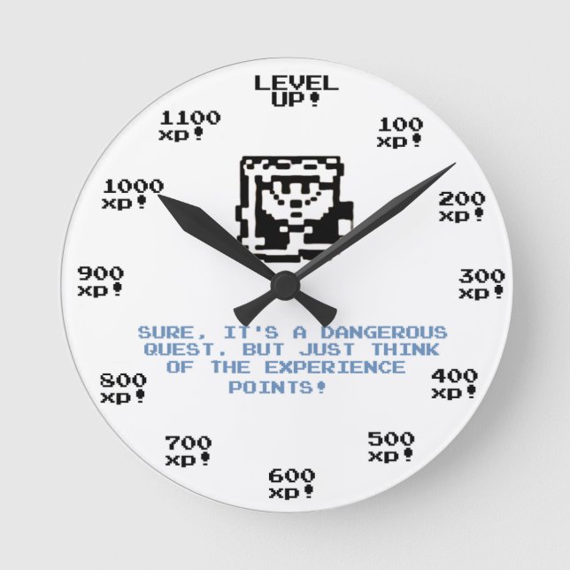 Ronde "Haut de niveau ! "rétro horloge du jeu RPG (Recto)
