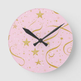 Ronde Heure stellaire - horloge numérique rose et Gold S