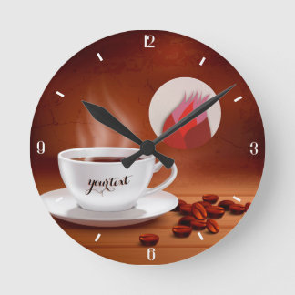Ronde Horloge à café personnalisée Art mural de café