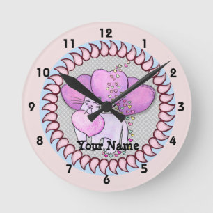 Ronde Horloge à coeur d'amour de chat