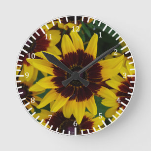 Ronde horloge à fleurs marron jaune