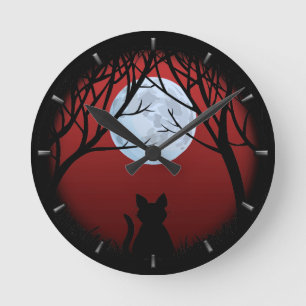 Ronde Horloge à plat mignonne Amoureux des chats Horloge