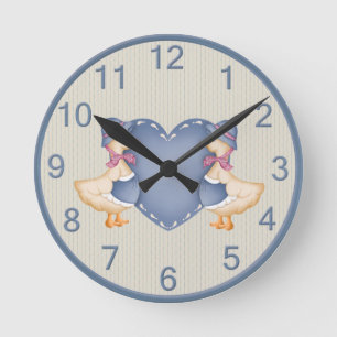 Ronde Horloge adorable d'oie de pays