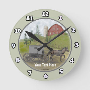 Ronde Horloge Amish Buggy Visite