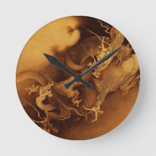 Ronde Horloge asiatique d'art d'imaginaire de dragon