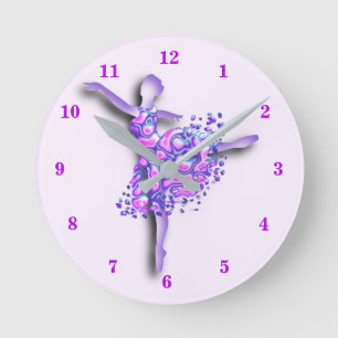 Ronde Horloge avec ballerine en violet