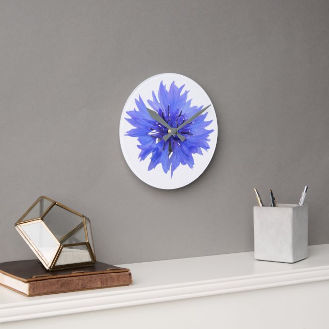 Ronde horloge avec design cornflower bleu (Bureau)