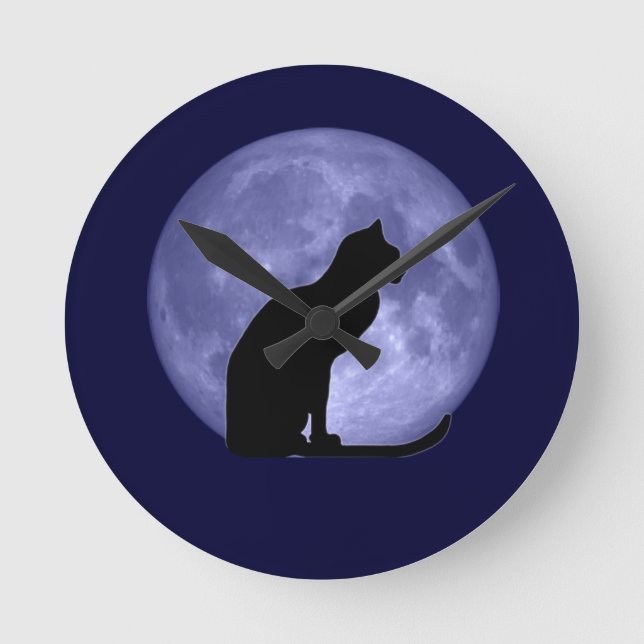 Ronde Horloge Black Cat Blue Moon (Recto)