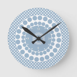 Ronde Horloge bleue et blanche d'ardoise élégante de