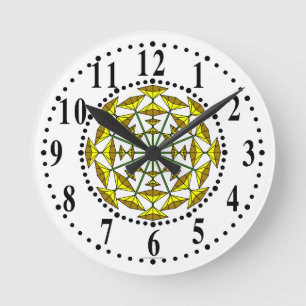 Ronde Horloge Brown Et Jaune Florale 157 Mur