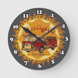 Ronde Horloge camion de pompiers Croix de Malte