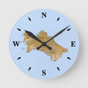 Ronde Horloge Carte du Turkménistan