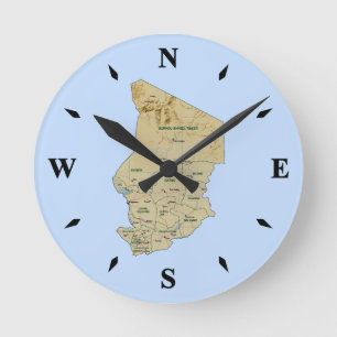 Ronde Horloge Carte Tchad
