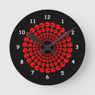 Ronde Horloge - Cercles concentrés rouges de perles sur 