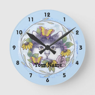 Ronde Horloge Chat Caché