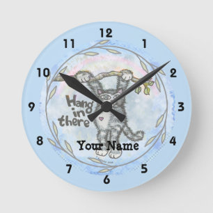 Ronde Horloge chat personnalisée avec nom