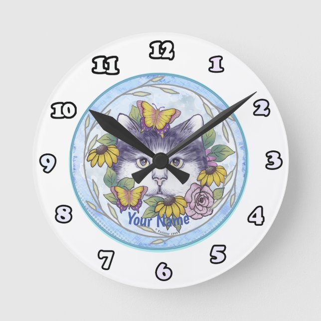 Ronde Horloge Chat qui se Cache (Recto)