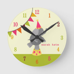 Ronde Horloge Circus Elephant & drapeaux