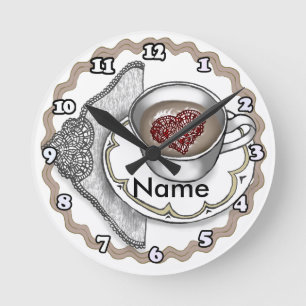 Ronde Horloge Coeur Dans Une Tasse