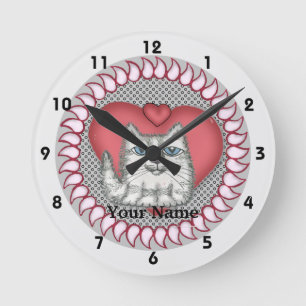 Ronde Horloge Coeur de chat gras