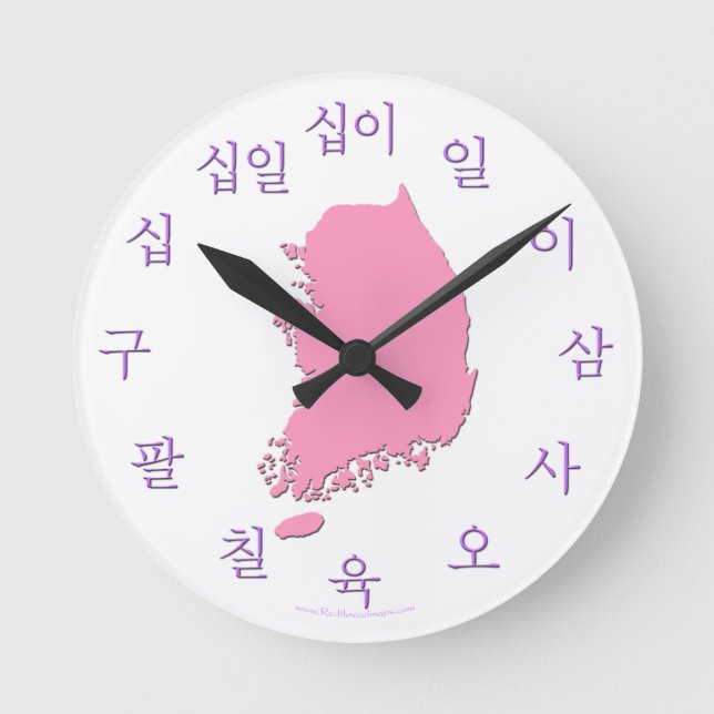 Ronde Horloge coréenne avec carte - violet et rose (Recto)