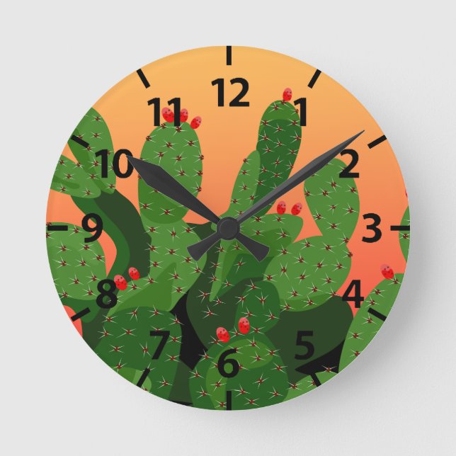 Ronde Horloge couché du désert de Prickly Pear Cactus (Recto)