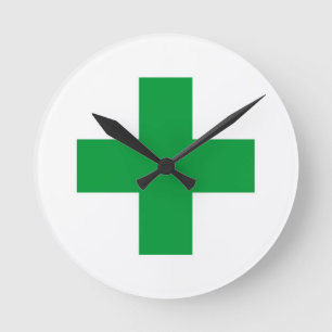 Ronde horloge croisée verte de docteur de pharmacie de