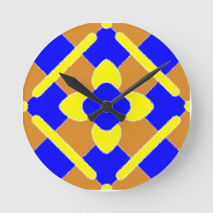 Ronde Horloge Cuisine En Carrelage Bleu Orange Et Jaune