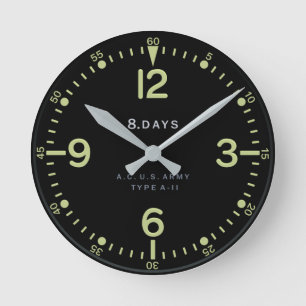 Ronde Horloge d'aéronef de l'armée américaine rétro-stan
