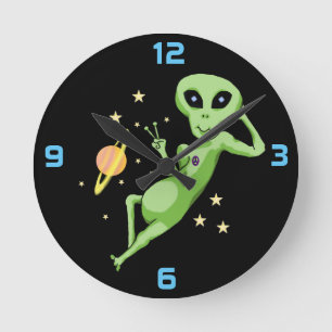 Ronde Horloge d'alien de paix de l'espace