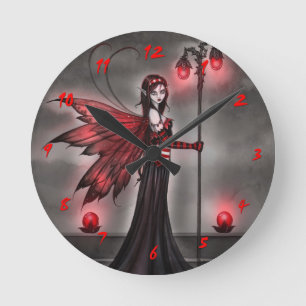 Ronde Horloge d'art de fée de fantasy rubis gothique