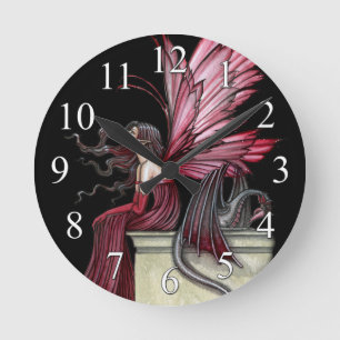 Ronde Horloge d'art gothique Fairy and Dragon Imaginaire