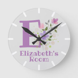 Ronde Horloge de chambre d'enfant avec nom et initiale