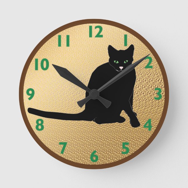 Ronde Horloge de chat noir (Recto)