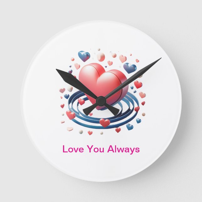 Ronde Horloge de coeur d'aquarelle - Unique Personali (Recto)