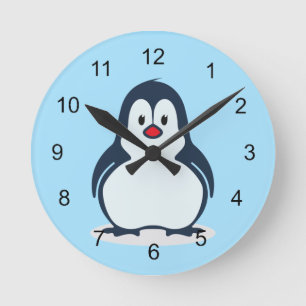 Ronde Horloge de conception de petit pingouin
