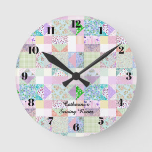 Ronde Horloge de couture de patchwork coloré décoration