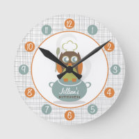 Horloge de cuisine personnalisée Chef Hibou